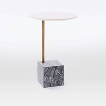 Online Designer Home/Small Office Cube C-Side Table - White/Gray Marble