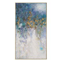 Online Designer Hallway/Entry Blue, Gold, Bronze and White in Canvas, Art Work