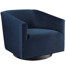 Online Designer Combined Living/Dining Accent Swivel Blue Velvet Chair