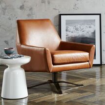 Online Designer Living Room Lucas Leather Swivel Base Chair 