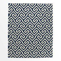 Online Designer Living Room Key Wool Dhurrie – Regal Blue 5'x8' (WestElm)
