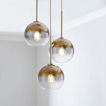 Online Designer Bedroom Sculptural 3-Light Chandelier, Globe Small, Silver Ombre, Bronze, 8"