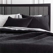 Online Designer Bedroom PAXTON LINEN GARMENT WASHED BLACK KING QUILT