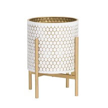 Online Designer Dining Room HoneyComb With Loki Gold Metal Pot Planter