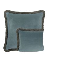 Online Designer Living Room Fringed Signature Velvet Pillow Cover