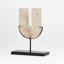 Online Designer Home/Small Office Destan Travertine Sculpture on Stand 13.25"