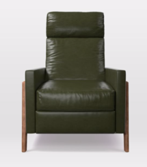 Online Designer Living Room Spencer Wood-Framed Leather Recliner