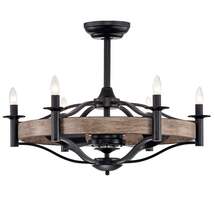 Online Designer Hallway/Entry Maysen 23-Inch 3-blade Wood Grain and Metal 6-light Lighted Ceiling Fan
