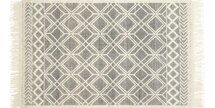 Online Designer Home/Small Office Squared Pattern with Fringes Area Rug