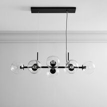 Online Designer Combined Living/Dining Staggered Glass 8 Light Chandelier 