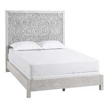 Online Designer Bedroom Gray Carved Mahogany Floral Medallion Verena Bed