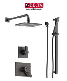 Online Designer Bathroom Delta Monitor 17 Series Dual Function Pressure Balanced Shower System with Integrated Volume Control, Shower Head, and Hand Shower - Includes Rough-In Valves