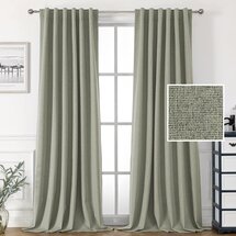 Online Designer Living Room Blackout Faux Linen Curtains - Sage