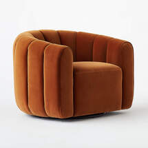 Online Designer Bedroom Fitz Channeled Russet Velvet Swivel Chair