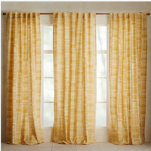 Online Designer Living Room Mid-Century Cotton Canvas Etched Grid Curtains (Set of 2) - Horseradish