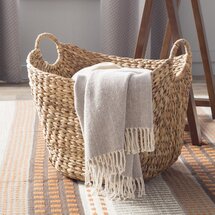 Online Designer Living Room Theroux Tall Water Hyacinth Wicker Basket with Handles