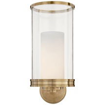 Online Designer Bathroom Modern Hurricane Sconce in Natural Brass