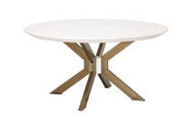 Online Designer Living Room Industry 60" Wide Ivory and Brass Round Dining Table