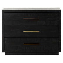 Online Designer Bedroom Dorwin Rustic Lodge Black Wood Brass Iron 3 Drawer Nightstand
