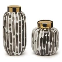 Online Designer Combined Living/Dining Set of 2 Brush Stroke Black & White Jars