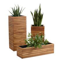 Online Designer Patio Wood And Metal Alicante Outdoor Planter