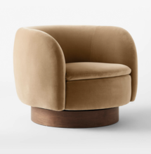 Online Designer Combined Living/Dining Muir Camel Velvet Swivel Chair By Lawson-Fenning