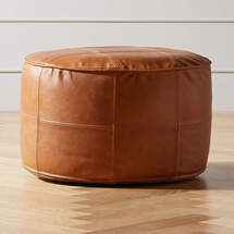 Online Designer Bedroom ROUND SADDLE LEATHER POUF MEDIUM