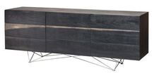 Online Designer Combined Living/Dining Bentley Industrial Loft Black Oak Stainless Steel Leg Cabinet