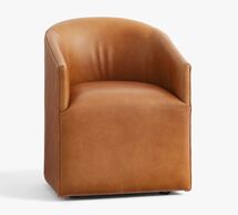 Online Designer Dining Room Baldwin Leather Barrel Back Dining Chair