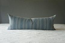 Online Designer Bedroom Rustic Blue Woven Long Lumbar Throw Pillow Cover - 14"x36