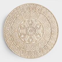 Online Designer Home/Small Office Whitewashed Round Wood Shaila Wall Decor