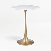 Online Designer Combined Living/Dining Nero White Marble Round Accent Table