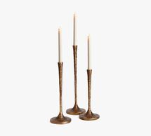 Online Designer Combined Living/Dining Modena Taper Candleholders, Antique Brass, Set Of 3