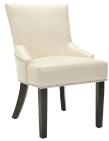 Online Designer Living Room Safavieh Loire Cream Leather Nailhead Dining Chairs (Set of 2)
