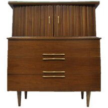 Online Designer Bedroom Mid Century Modern Danish Walnut Curved Top Gentleman Tall Chest Dresser Cabinet