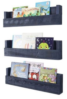 Online Designer Living Room Nursery Bookshelves, Set of 3, Navy Finish