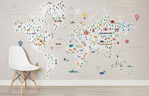 Online Designer Bedroom Cream Ultimate Kids Map Wall Mural