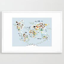 Online Designer Dining Room Cartoon animal World map