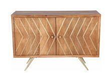 Online Designer Living Room Bresmo 48"W Contemporary Natural Mango Wood Accent Cabinet with Inverted Chevron Accents