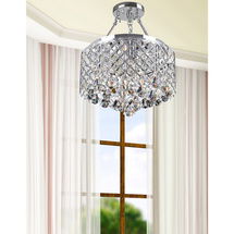 Online Designer Bedroom Nerisa 4-light Chrome Semi-flush Mount Crystal Chandelier