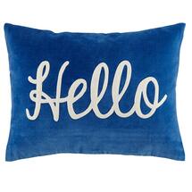 Online Designer Home/Small Office Blue Hello Throw Pillow