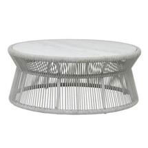 Online Designer Other Sunset West Miami Coastal Marble Top Grey Rope Round Outdoor Coffee Table