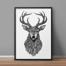 Online Designer Living Room Stag A3 Print Limited Edition Artwork