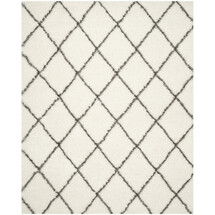 Online Designer Living Room Sewell Moroccan Shag Ivory/Gray Geometric Contemporary Area Rug