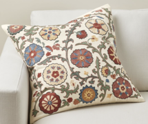 Online Designer Combined Living/Dining Penelope Embroidered Pillow Cover, 22" x 22", Multi