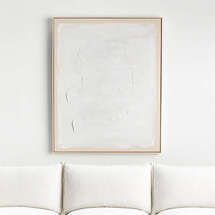 Online Designer Living Room 'White Block' Framed Hand-Painted Canvas Wall Art 41"x51"