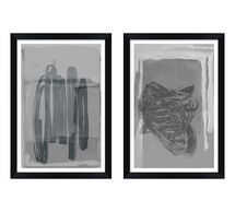 Online Designer Living Room Gray Shades Paper Print, 11.25 x 16.25", Set of 2
