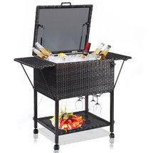 Online Designer Patio Portable Rattan Cart Pool Party Cooler