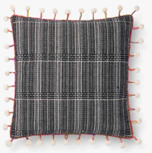 Online Designer Living Room PLAID AND POMS BENCH PILLOW