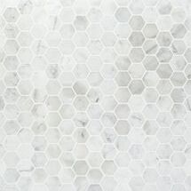 Online Designer Bathroom Carrara 2" Hexagon Polished Marble Mosaic Tile